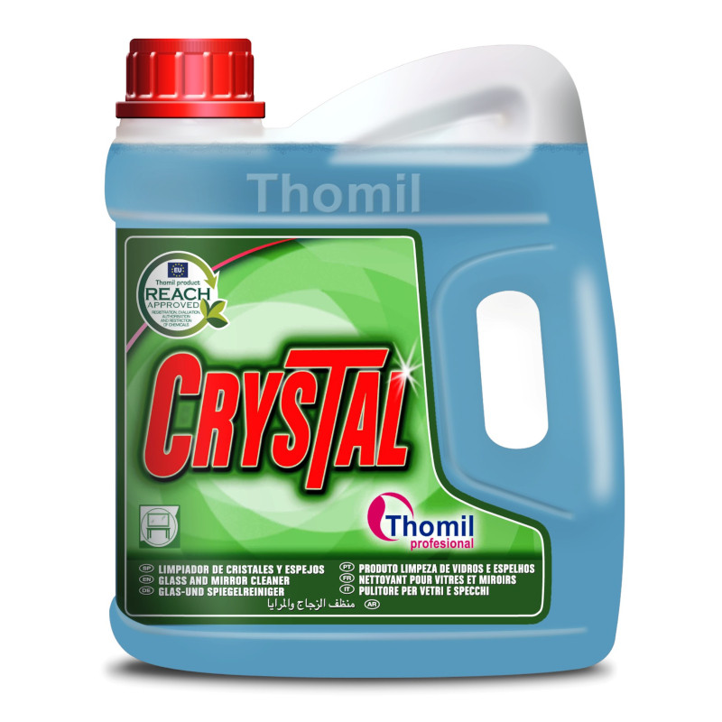 CRYSTAL 4L PACHNĄCY PŁYN DO MYCIA I POLEROWANIA SZYB LUSTER SZKŁA BLATÓW THOMIL KART=4SZT