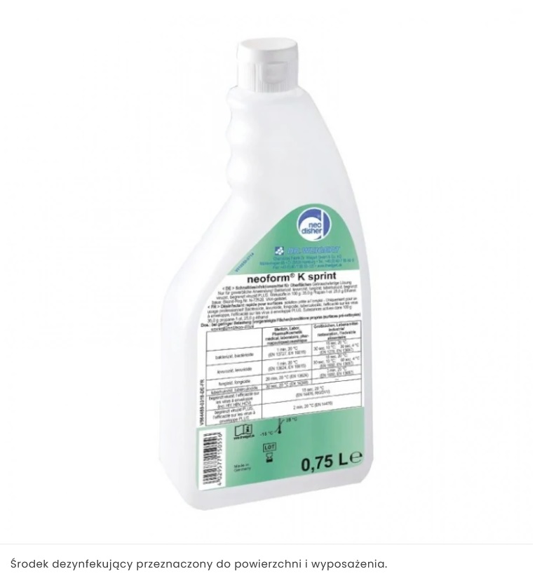 NEOFORM K SPRINT 750ML SZYBKA DEZYNFEKCJA UMYTYCH POWIERZCHNI