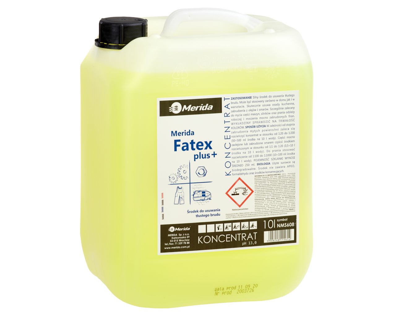 MERIDA FATEX PLUS ŚRODEK DO USUWANIA TŁUSTEGO BRUDU KANISTER 10L