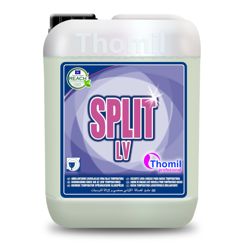 SPLIT LV 10 L KWAŚNY PŁYN PŁUCZĄCO-NABŁYSZCZAJĄCY Z EFEKTEM ODKAMIENIANIA DO ZMYWAREK GASTRONOMICZNYCH O ŚREDNIEJ TWARDOŚCI WODY THOMIL KART=1SZT