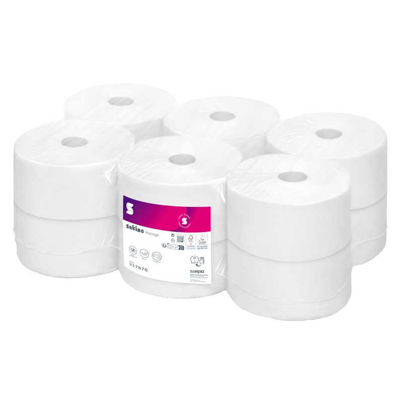 PAPIER TOALETOWY BIAŁY ROLKA MINI JUMBO CELULOZA 480 LIST. 2W DŁ. 120