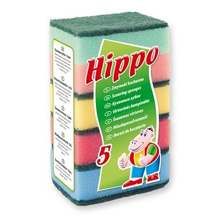 GĄBKA ZMYWAK KUCHENNY Z PADEM MAXI MIX COLOR OP=5SZT KART=22OP HIPPO HAL